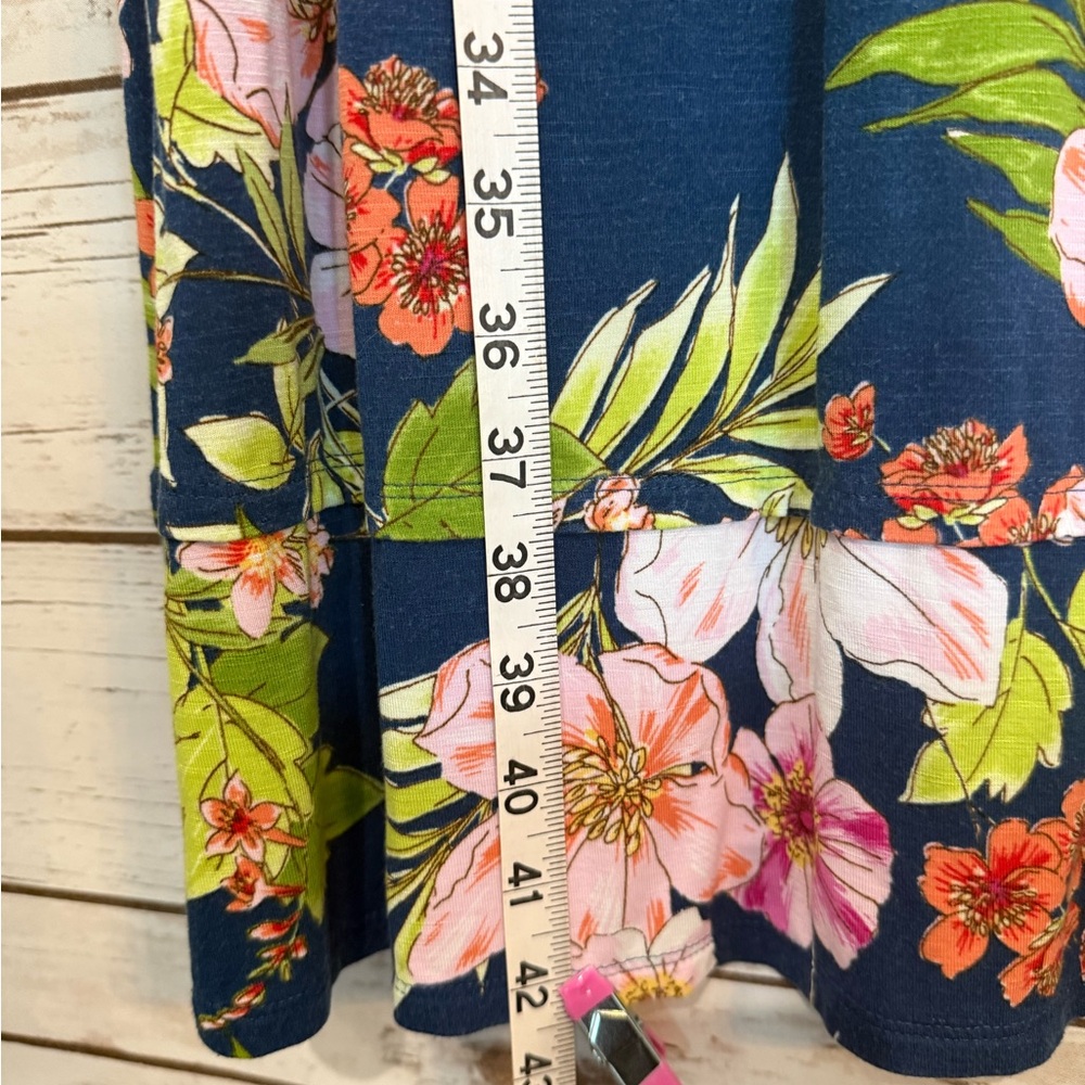 J.Jill Midi Dress Sleeveless Blue Floral Design Rayon and Spandex XL Like New - Picture 10 of 11